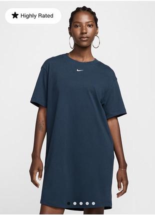 Коротка сукня-футболка жіноча nike темно-синя