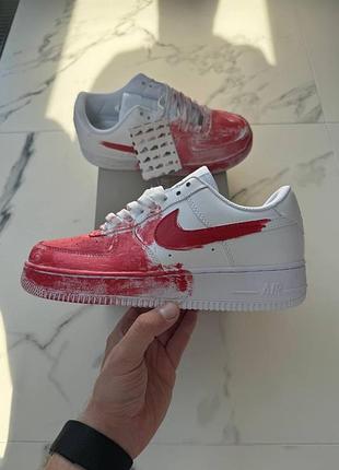 Белые кроссовки унисекс nike air force 1 low custom blood white red х найк эйр форс 40