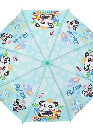 Дитяча парасолька "panda summer" mk 5801(green) довжина 67 см, тростина 60,5 см, діаметр 84 см, спиця 47 см