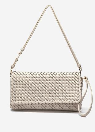Нова молочна плетена сумка клатч zara через плече