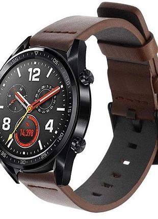 Кожаный ремешок primo classic для часов huawei watch gt 2 / gt active 46mm - coffee