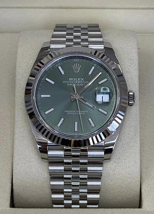 Наручний годинник чоловічий rolex oyster perpetual datejust 41 ref. 126334, зелений циферблат