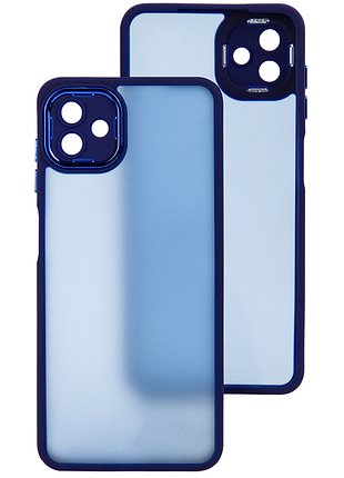 Чехол fiji lens для samsung galaxy a08 (a085) бампер матовый с защитой блока камер blue