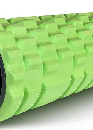 Масажний ролик easyfit grid roller 33 см v.1.1 міцний масажер (салатовий)