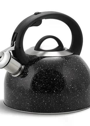 Чайник со свистком edenberg eb-1440 с мраморным покрытием 3л black