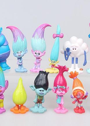 Игрушка тролли ( trolls ) 12 фигурок для детей (l_14599)