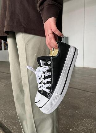 Жіночі чорні кросівки converse chuck taylor all star platform black white х конверс 36
