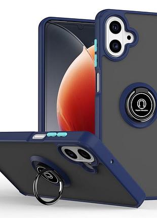 Чехол fiji colorframe для samsung galaxy a08 (a085) матовый бампер с кольцом подставкой dark blue