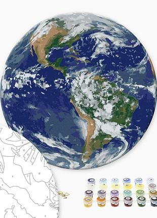 Картина за номерами "земля photo by nasa (розмір l)" rc00106 ⌀40 см (кругла, діаметр 40 см l)