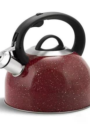 Чайник со свистком edenberg eb-1440 с мраморным покрытием 3л red