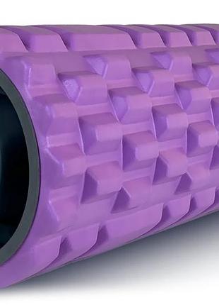 Масажний ролик easyfit grid roller 33 см v.1.1 міцний масажер (фіолетовий)