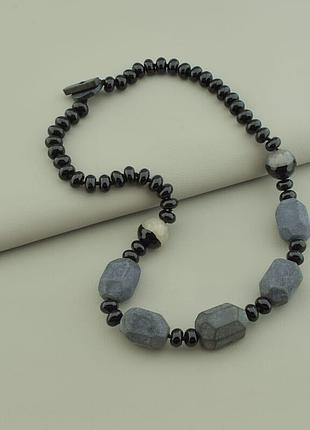 066390 бусы шунгит, агат 52 см.