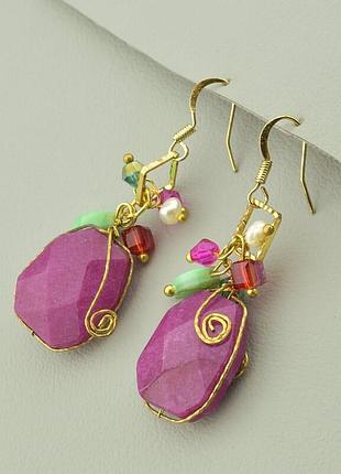 044994 сережки 'hand made' яшма біжутерний сплав