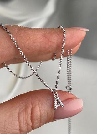 Серебряное колье с буквой а 925 проба