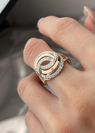 Серебряное женское кольцо с золотом 925 / 375 проба