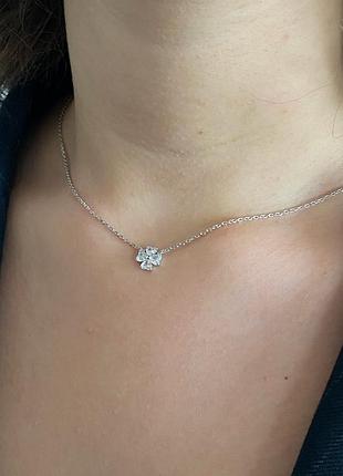 Колье серебряное с фианитами love 925 проба