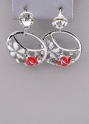 095405 серьги 'fashion' сrystal,эмаль