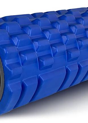 Масажний ролик easyfit grid roller 33 см v.1.1 міцний масажер (синій)