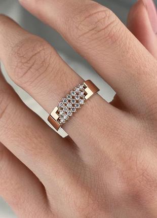 Серебряное кольцо с золотыми пластинами 925/375 проби