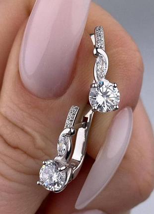 Серебряные серьги с цирконием 925 проба