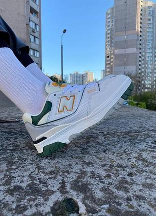 Білі кросівки унісекс new balance 550 white nightwatch green х нью беланс 36