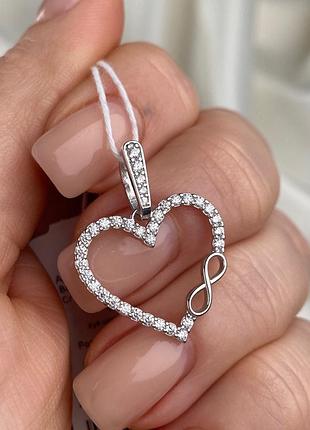 Серебряный женский кулон сердце 925 проба