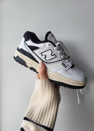 Білі кросівки унісекс new balance 550 white black х нью беланс 36