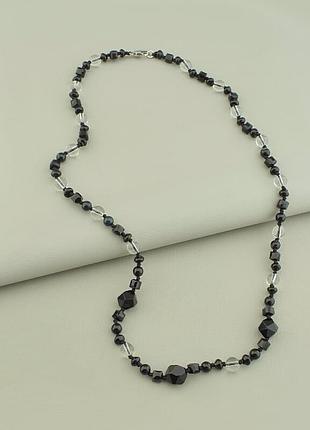 113818 бусы агат,горный хрусталь,чешский хрусталь 65 см.