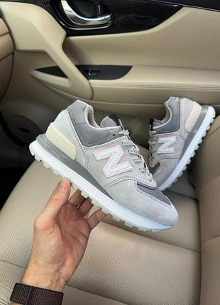 Сірі кросівки унісекс new balance 574 legacy grey pink termo fleece x нью беланс 40