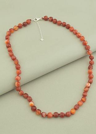 118778 бусы сердолик серебро(925) 50 см.