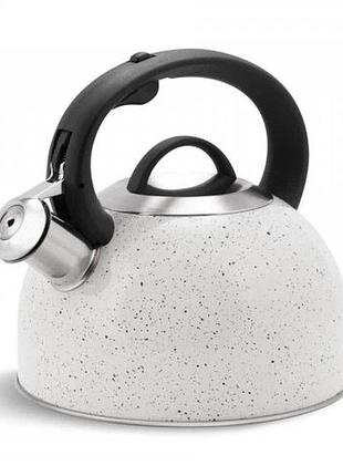 Чайник со свистком edenberg eb-1440 с мраморным покрытием 3л white