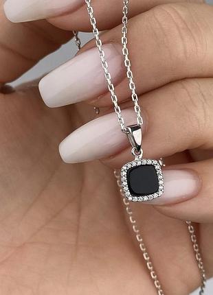 Серебряный женский кулон с ониксом 925 проба