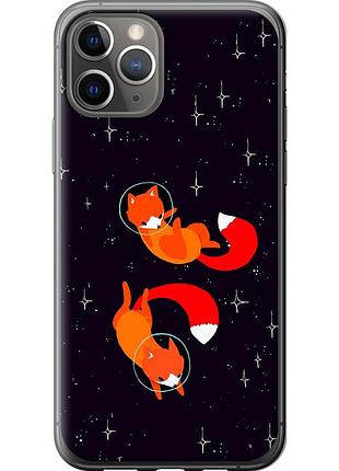 Чехол 2d пластиковый на телефон iphone 11 pro лисички в космосе "4519t-1788-58250"