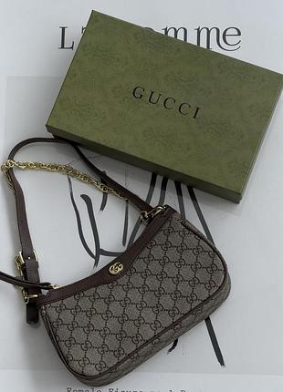 Сумка gucci ophidia коричневий з короткою ручкою