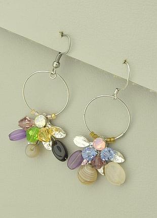 044956 серьги 'hand made' самоцветы бижутерный сплав