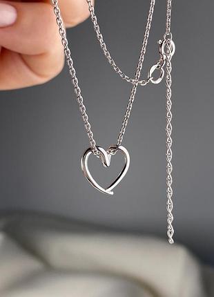 Серебряное женское колье сердце 925 пробы