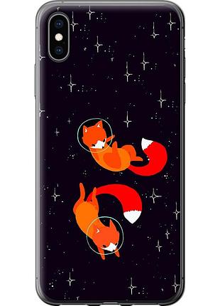 Чехол 2d пластиковый на телефон iphone xs max лисички в космосе "4519t-1557-58250"