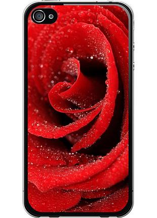 Чохол 2d пластиковий на телефон iphone 4 червона троянда "529t-15-58250"