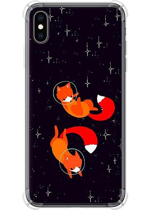 Чохол силіконовий протиударний с посиленими кутами на телефон iphone xs max лисички в космосі "4519sp-1557-58250"