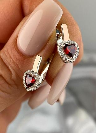 Серебряные женские серьги love 925 / 375 проба
