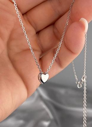 Серебряное женское колье сердце 925