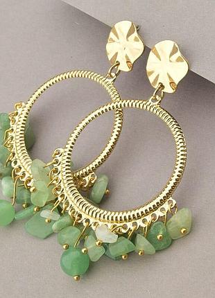 096210 сережки 'stainless steel' нефрит
