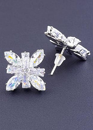 Серьги 'fj' фианит из бижутерного сплава