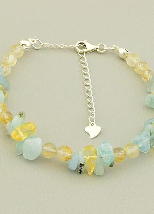 129471 браслет волосатик,аквамарин 16,5 см.