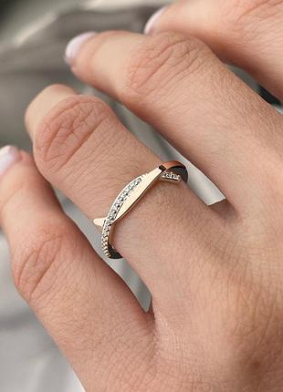 Серебряное женское кольцо с золотом 925 / 375 проба