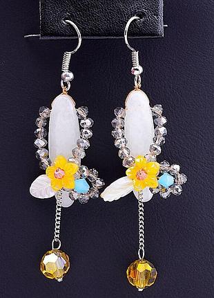 044943 сережки 'hand made' агат біжутерний сплав10,3 г.