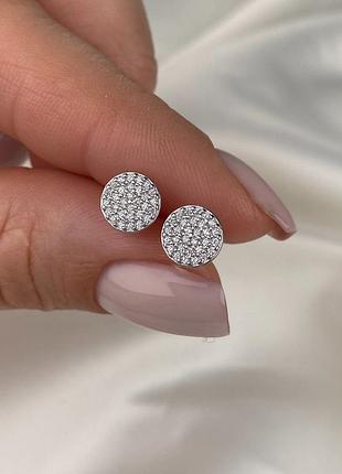 Срібні сережки гвоздики пусети з кубічним цирконієм 925 проби