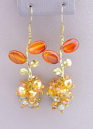 044957 серьги 'hand made' сердолик бижутерный сплав10,3 г.