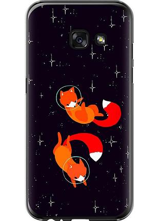 Чехол 2d пластиковый на телефон samsung galaxy a3 (2017) лисички в космосе "4519t-443-58250"