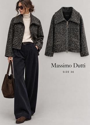 Женский жакет с шерстью и шелком куртка massimo dutti, размер 36 / s